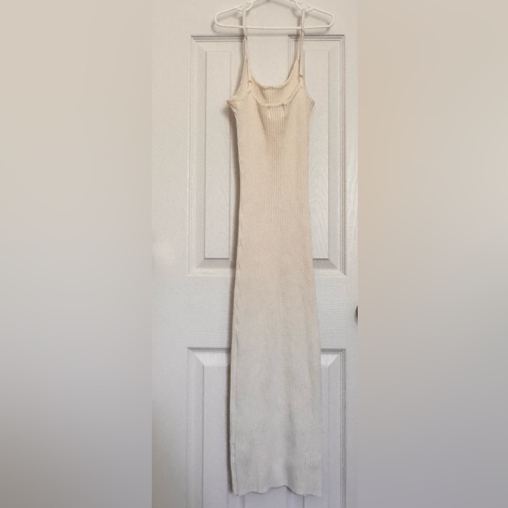 H&M Tank Midi Elegant Cream Stretchy Maxi Dress Size S